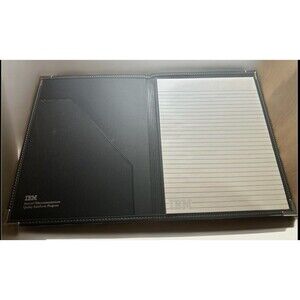 IBM Computers Paper Pad Folio 8.5”x11.5” Blk Faux Leather With IBM notepad